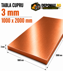 Tabla cupru 3mm – 1000 x 2000 mm – EN Cu-DHP